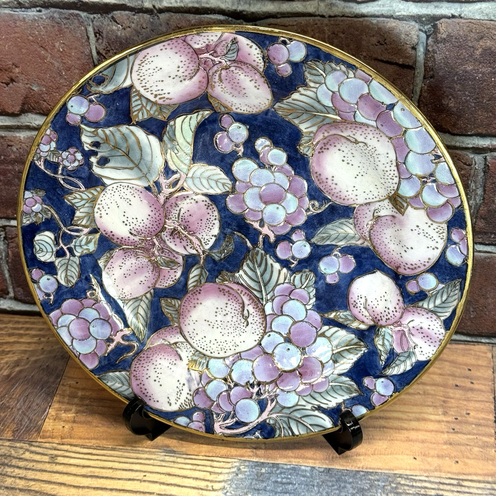 TOYO MACAU Porcelain Plate Hand Painted‎ Gold Moriage & Enamel Plums China